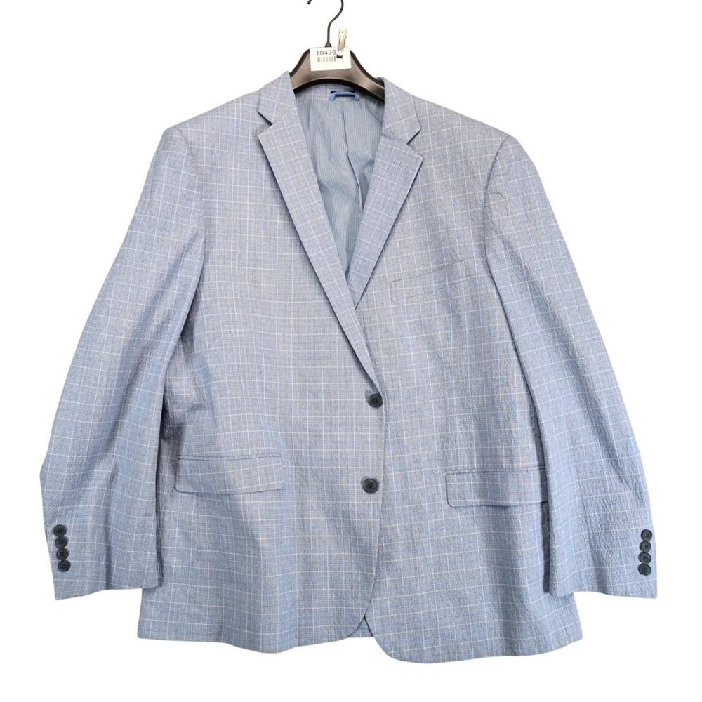 MADE Cam Newton Blue Check Cotton Blazer 46R Seersucker Preppy Coastal Beach